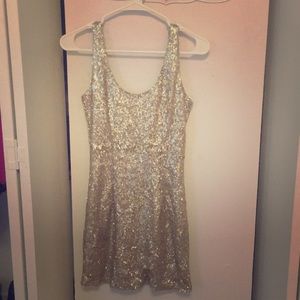 Tobi Gold Sequined Tank-top Bodycon Dress